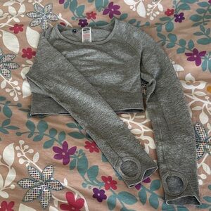 Gymshark Heather Gray pink Crew Neck Top